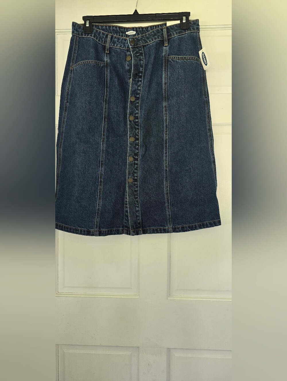 Old Navy Dark Blue Button-Front Denim Skirt